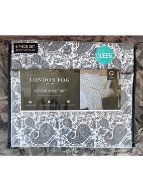 London Fog Queen 6-Piece Sheet Set With Paisley Print Ultra Soft Wrinkle